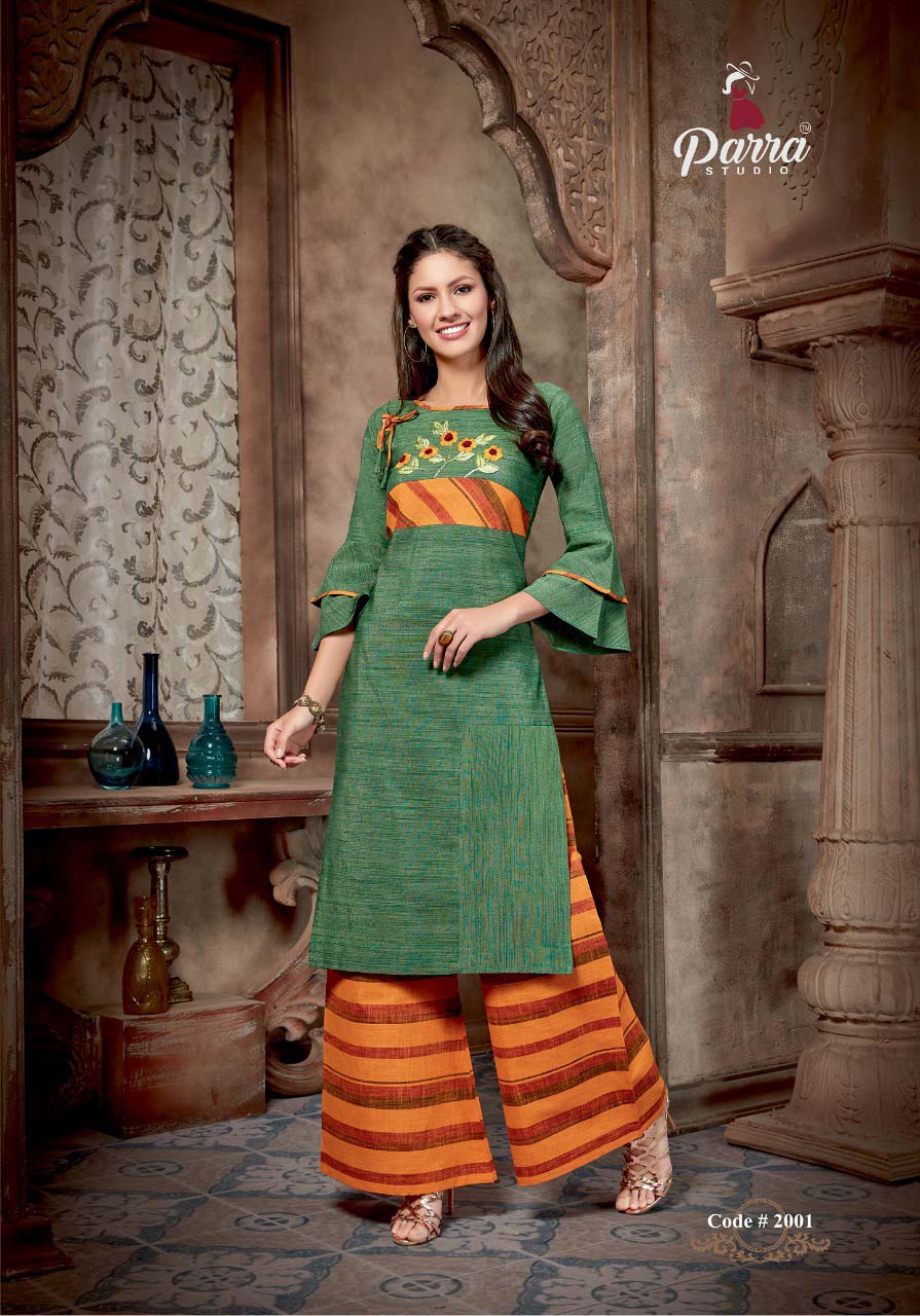 Aliya Vol-2 Parra Studio Silk Cotton Palazzo Kurti Catalog Aliya Vol-2 Parra Studio Silk Cotton Palazzo Kurti Catalog